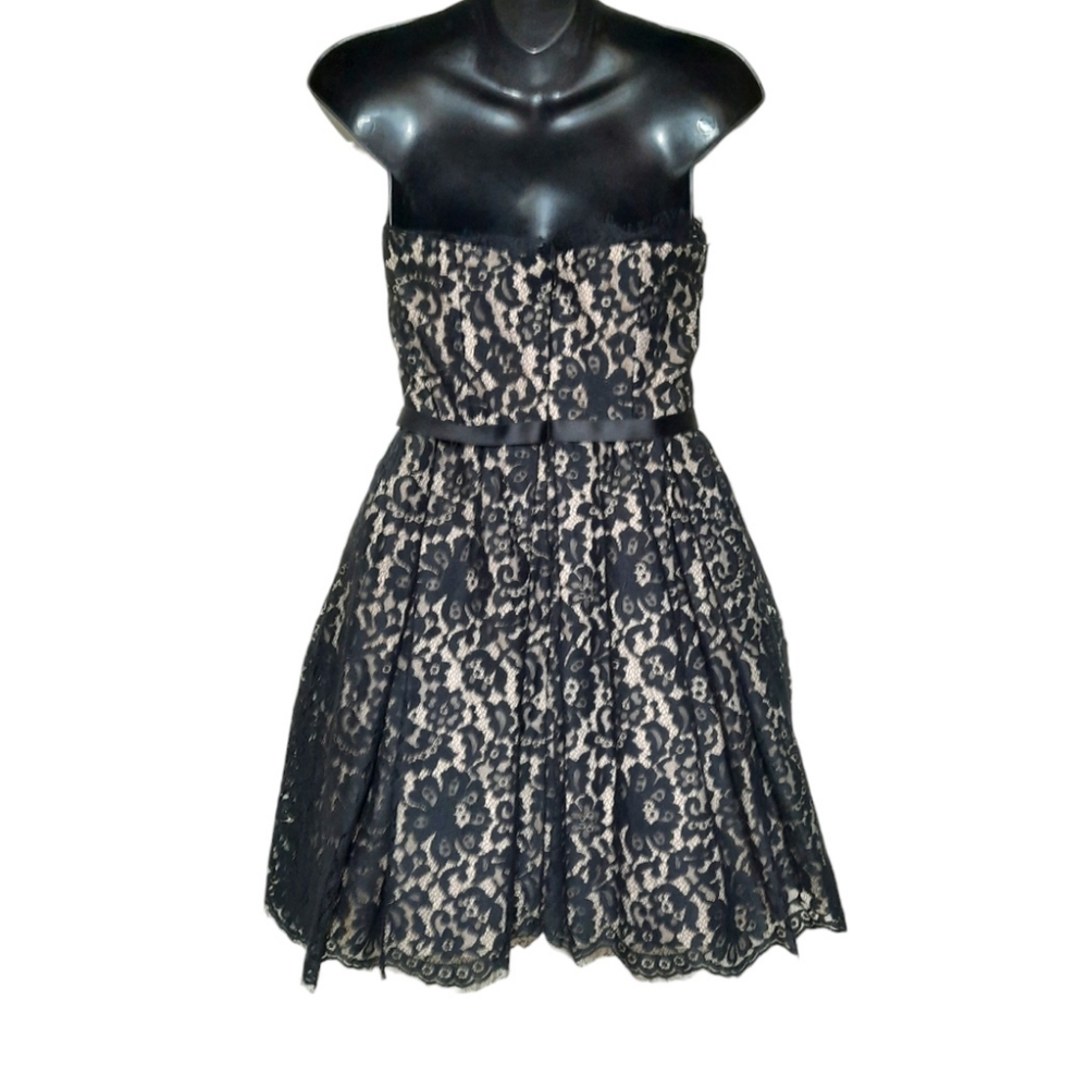 ROBERT RODRIGUEZ Strapless Party Dress Lace Nieman MarcusTarget Black Tan 2 XS S - Picture 5 of 13